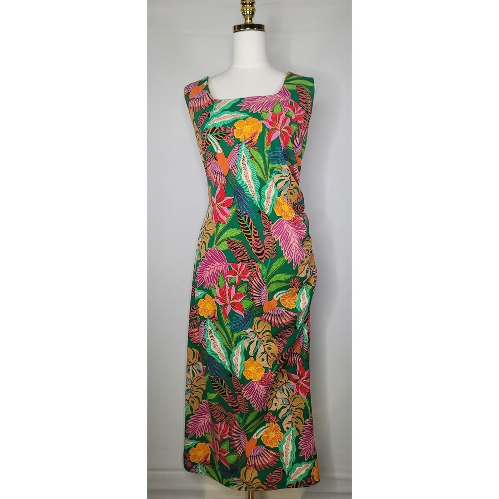 Gibson Latimer Tropical Hummingbird Maxi Dress XXL NWT Bright Floral